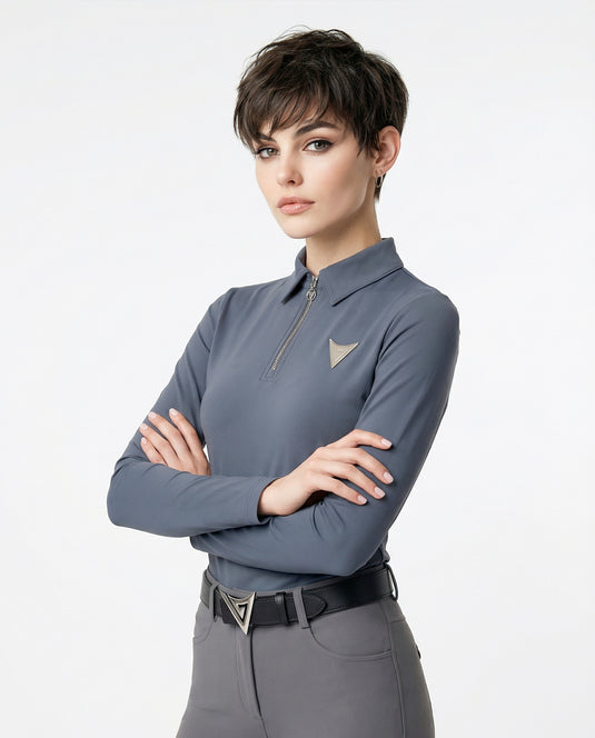 Equestrian Zip-Up Turtleneck with Logo “Breath”