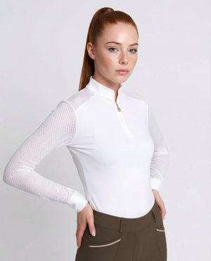 Perforated Competition Show Shirt “Serenity” — fabric close-up