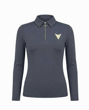 Zip-Up Turtleneck with Logo “Breath” — fabric close-up