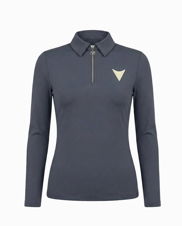 Zip-Up Turtleneck with Logo “Breath” — fabric close-up