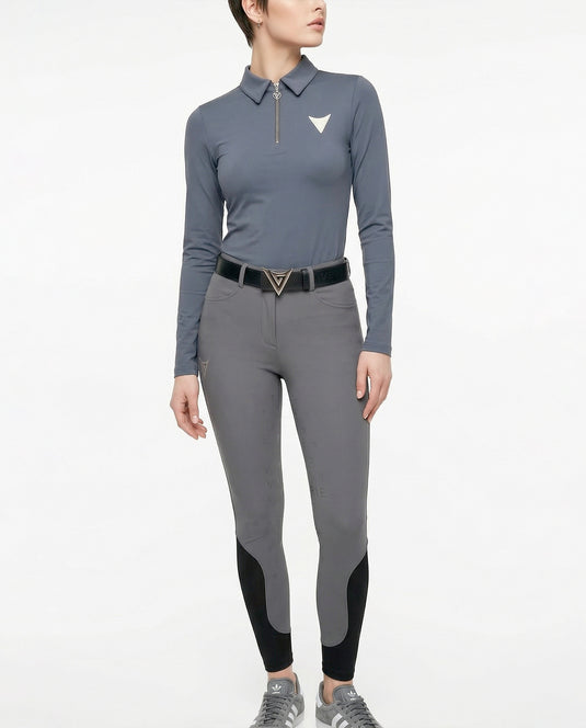 Equestrian Zip-Up Turtleneck with Logo “Breath”