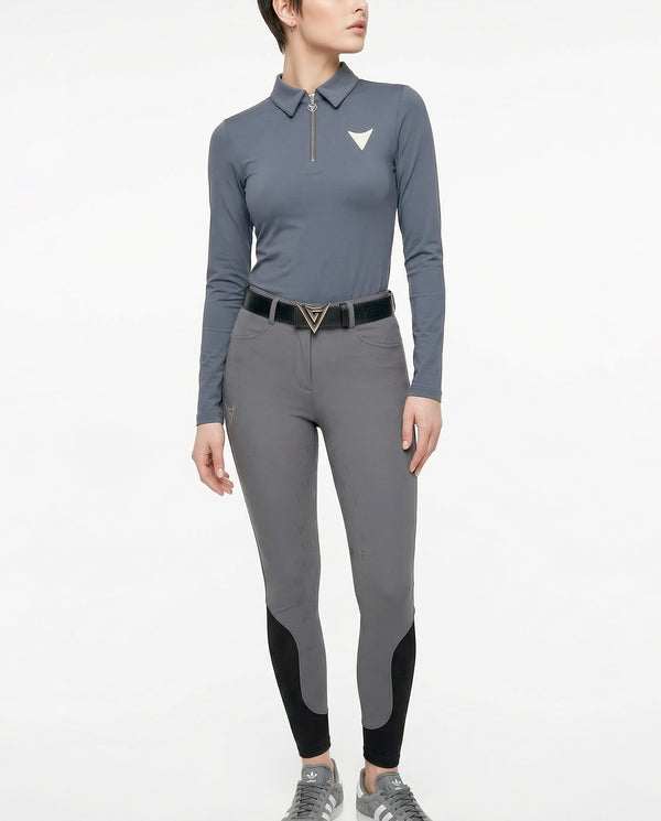 Zip-Up Turtleneck with Logo “Breath” — back view