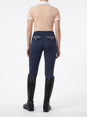 Navy classic riding breggings on model — Valerie Equestrian