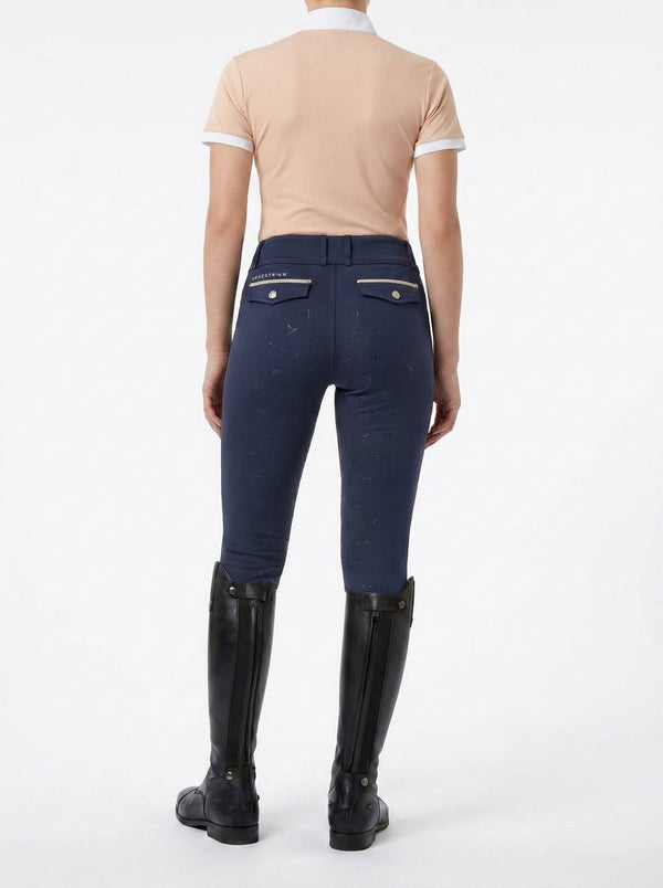 Navy classic riding breggings on model — Valerie Equestrian