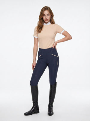 Navy classic riding breggings on model — Valerie Equestrian