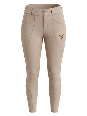 Beige competition breeches, front product view — Valerie Equestrian Impulsion