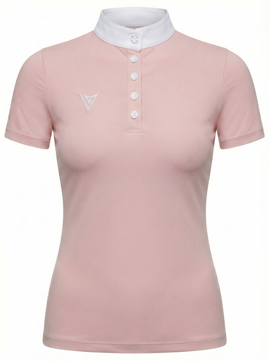 Pink competition show shirt, fabric and collar detail — Valerie Equestrian