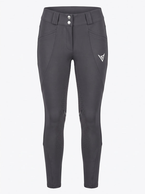 Graphite grey riding breeches, front product view — Valerie Equestrian Momentum