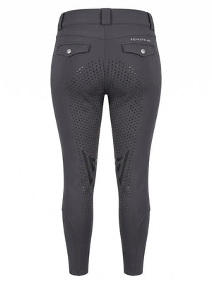 Graphite grey riding breeches, back product view with full seat silicone grip — Valerie Equestrian Momentum
