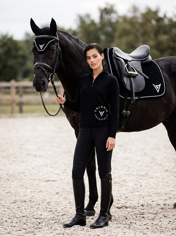 Black velvet jumping saddle pad — Valerie Equestrian